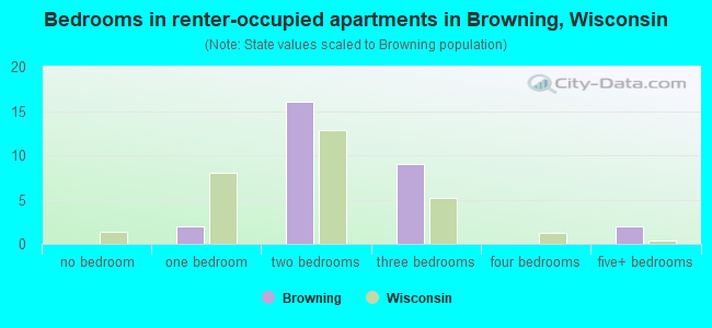 Bedrooms in renter-occupied apartments in Browning, Wisconsin