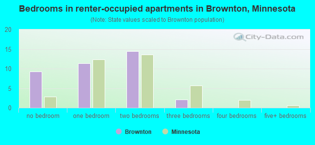 Bedrooms in renter-occupied apartments in Brownton, Minnesota