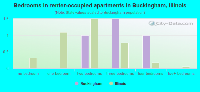 Bedrooms in renter-occupied apartments in Buckingham, Illinois