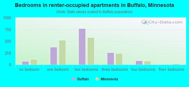 Bedrooms in renter-occupied apartments in Buffalo, Minnesota