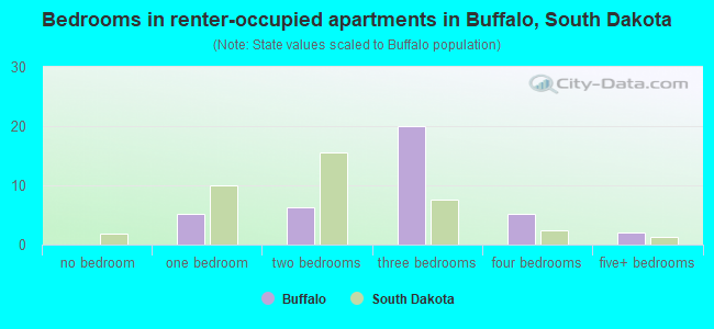 Bedrooms in renter-occupied apartments in Buffalo, South Dakota