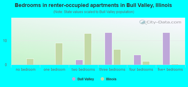 Bedrooms in renter-occupied apartments in Bull Valley, Illinois