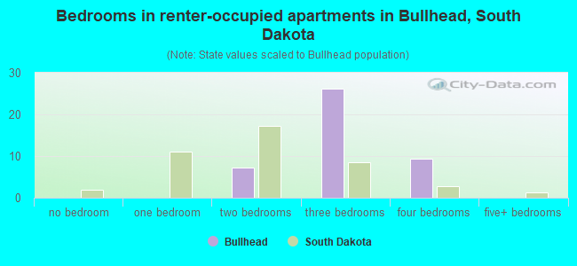 Bedrooms in renter-occupied apartments in Bullhead, South Dakota