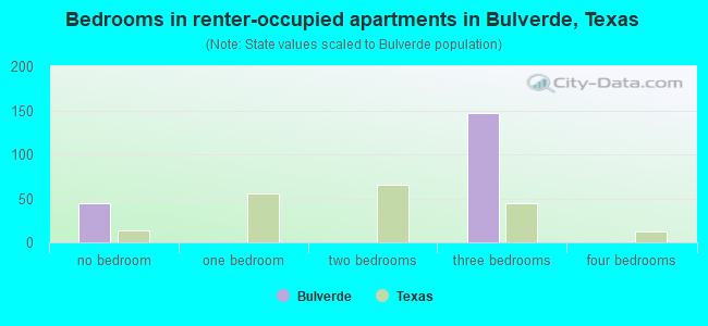 Bedrooms in renter-occupied apartments in Bulverde, Texas