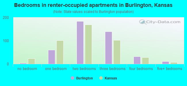 Bedrooms in renter-occupied apartments in Burlington, Kansas
