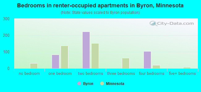 Bedrooms in renter-occupied apartments in Byron, Minnesota
