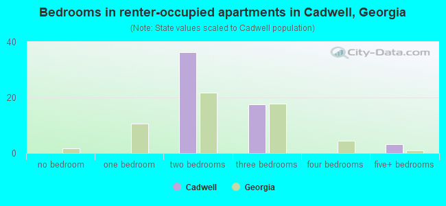 Bedrooms in renter-occupied apartments in Cadwell, Georgia