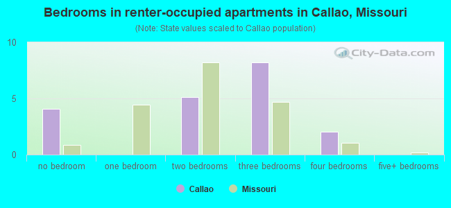 Bedrooms in renter-occupied apartments in Callao, Missouri