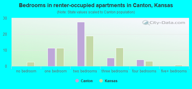 Bedrooms in renter-occupied apartments in Canton, Kansas