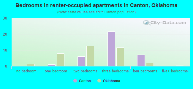 Bedrooms in renter-occupied apartments in Canton, Oklahoma