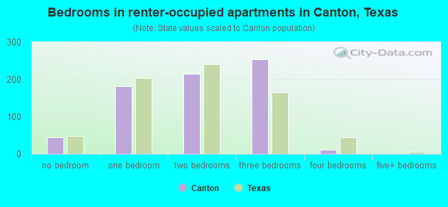 Bedrooms in renter-occupied apartments in Canton, Texas