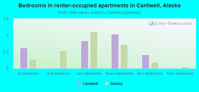 Bedrooms in renter-occupied apartments in Cantwell, Alaska