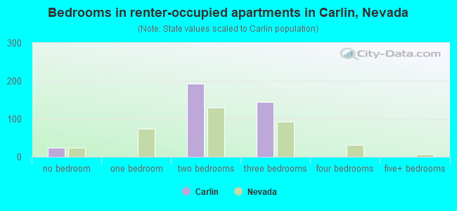 Bedrooms in renter-occupied apartments in Carlin, Nevada