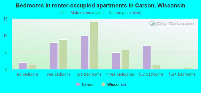 Bedrooms in renter-occupied apartments in Carson, Wisconsin