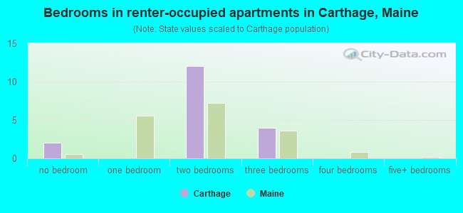 Bedrooms in renter-occupied apartments in Carthage, Maine