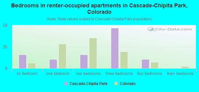 Bedrooms in renter-occupied apartments in Cascade-Chipita Park, Colorado