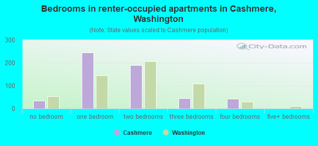 Bedrooms in renter-occupied apartments in Cashmere, Washington