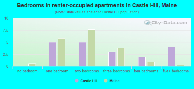 Bedrooms in renter-occupied apartments in Castle Hill, Maine
