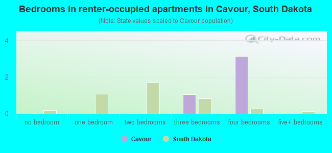 Bedrooms in renter-occupied apartments in Cavour, South Dakota