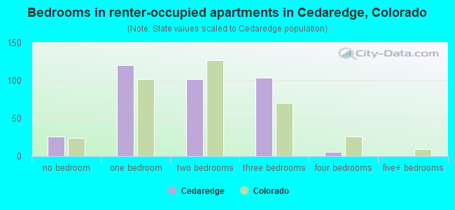 Bedrooms in renter-occupied apartments in Cedaredge, Colorado