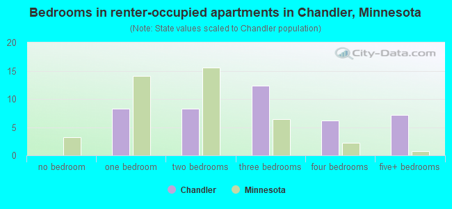 Bedrooms in renter-occupied apartments in Chandler, Minnesota