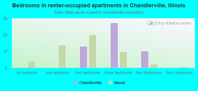 Bedrooms in renter-occupied apartments in Chandlerville, Illinois