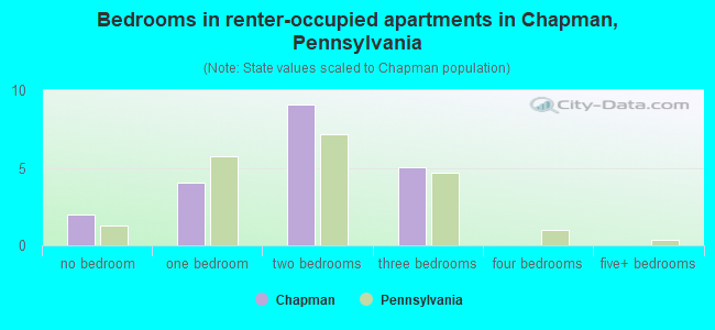 Bedrooms in renter-occupied apartments in Chapman, Pennsylvania
