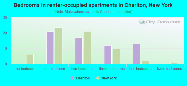 Bedrooms in renter-occupied apartments in Charlton, New York