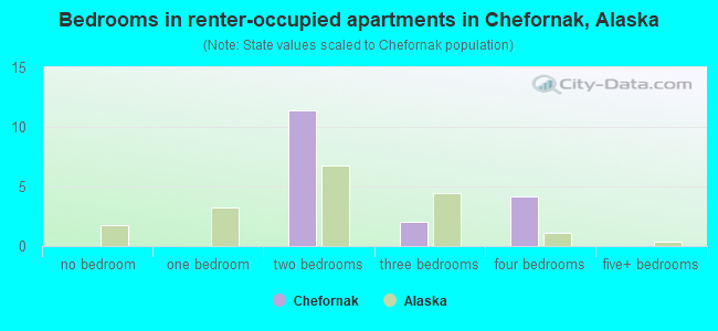 Bedrooms in renter-occupied apartments in Chefornak, Alaska