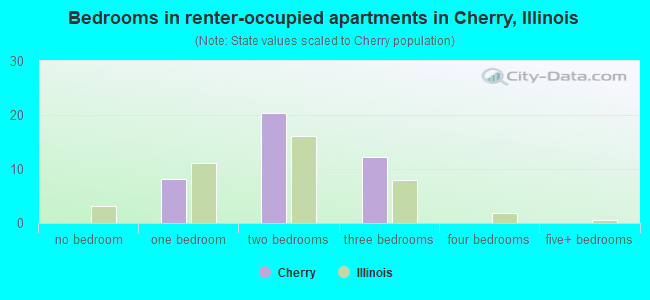 Bedrooms in renter-occupied apartments in Cherry, Illinois