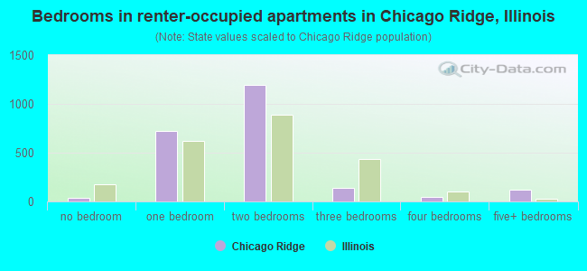 Bedrooms in renter-occupied apartments in Chicago Ridge, Illinois