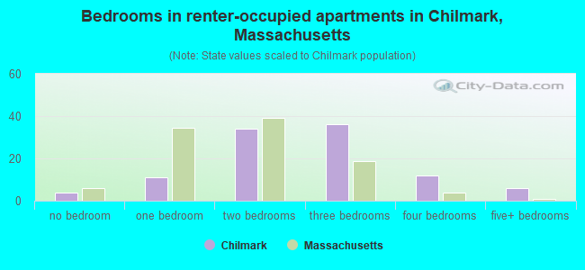 Bedrooms in renter-occupied apartments in Chilmark, Massachusetts