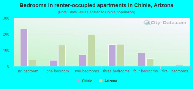 Bedrooms in renter-occupied apartments in Chinle, Arizona
