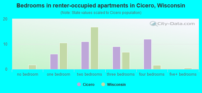 Bedrooms in renter-occupied apartments in Cicero, Wisconsin