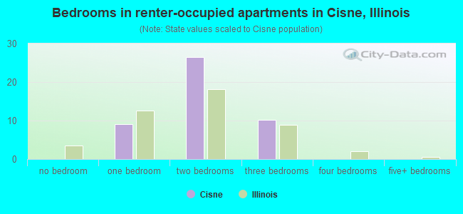 Bedrooms in renter-occupied apartments in Cisne, Illinois