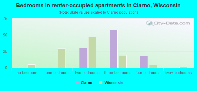 Bedrooms in renter-occupied apartments in Clarno, Wisconsin