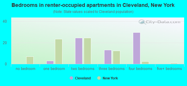 Bedrooms in renter-occupied apartments in Cleveland, New York