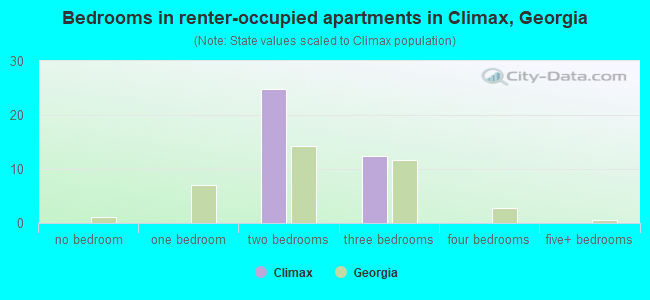 Bedrooms in renter-occupied apartments in Climax, Georgia