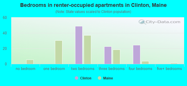 Bedrooms in renter-occupied apartments in Clinton, Maine