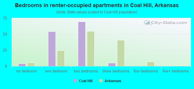 Bedrooms in renter-occupied apartments in Coal Hill, Arkansas