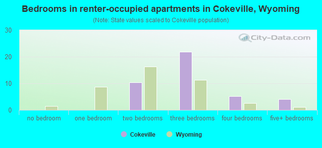 Bedrooms in renter-occupied apartments in Cokeville, Wyoming