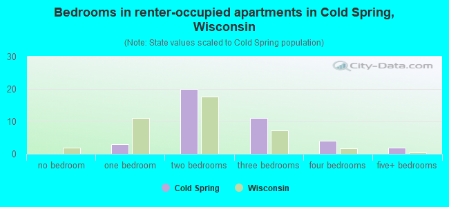 Bedrooms in renter-occupied apartments in Cold Spring, Wisconsin