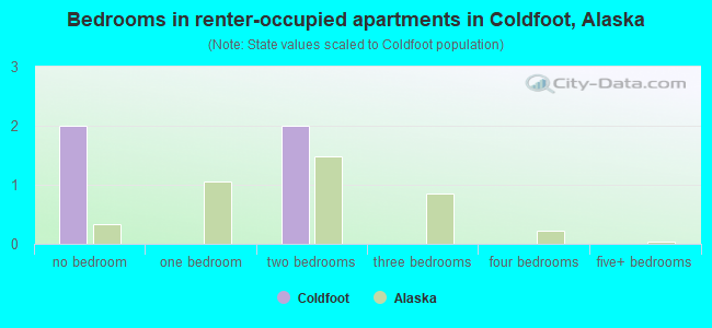 Bedrooms in renter-occupied apartments in Coldfoot, Alaska