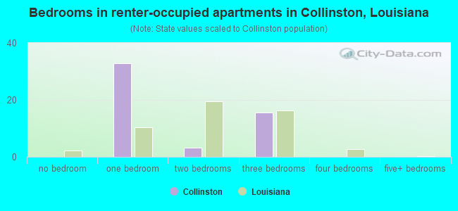 Bedrooms in renter-occupied apartments in Collinston, Louisiana