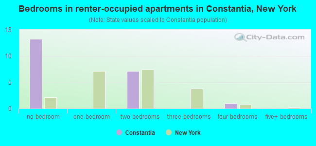 Bedrooms in renter-occupied apartments in Constantia, New York