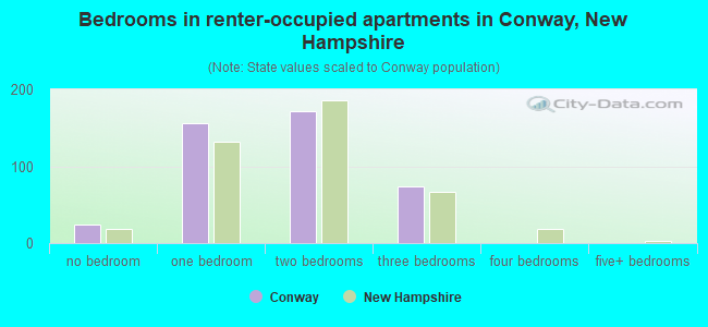 Bedrooms in renter-occupied apartments in Conway, New Hampshire