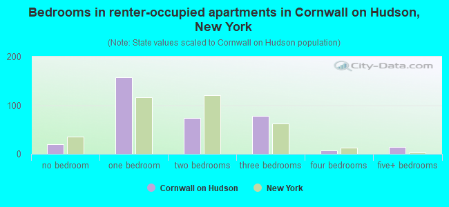 Bedrooms in renter-occupied apartments in Cornwall on Hudson, New York