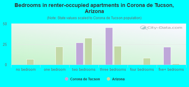 Bedrooms in renter-occupied apartments in Corona de Tucson, Arizona