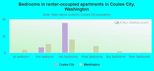 Bedrooms in renter-occupied apartments in Coulee City, Washington