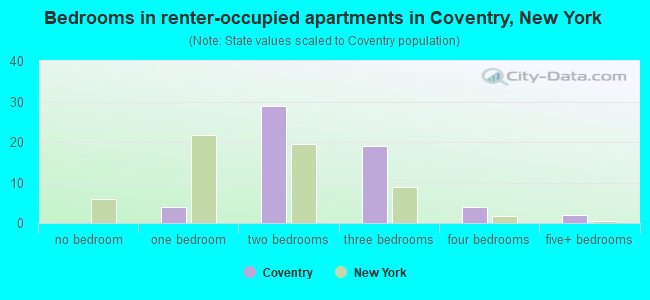 Bedrooms in renter-occupied apartments in Coventry, New York